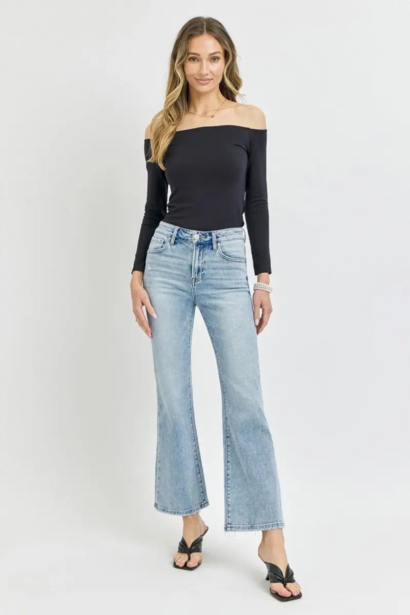 RISEN Full Size High Rise Ankle Flare Jeans for Women - Love Salve